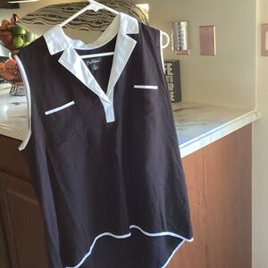 Nue Options Black and White Rayon Top